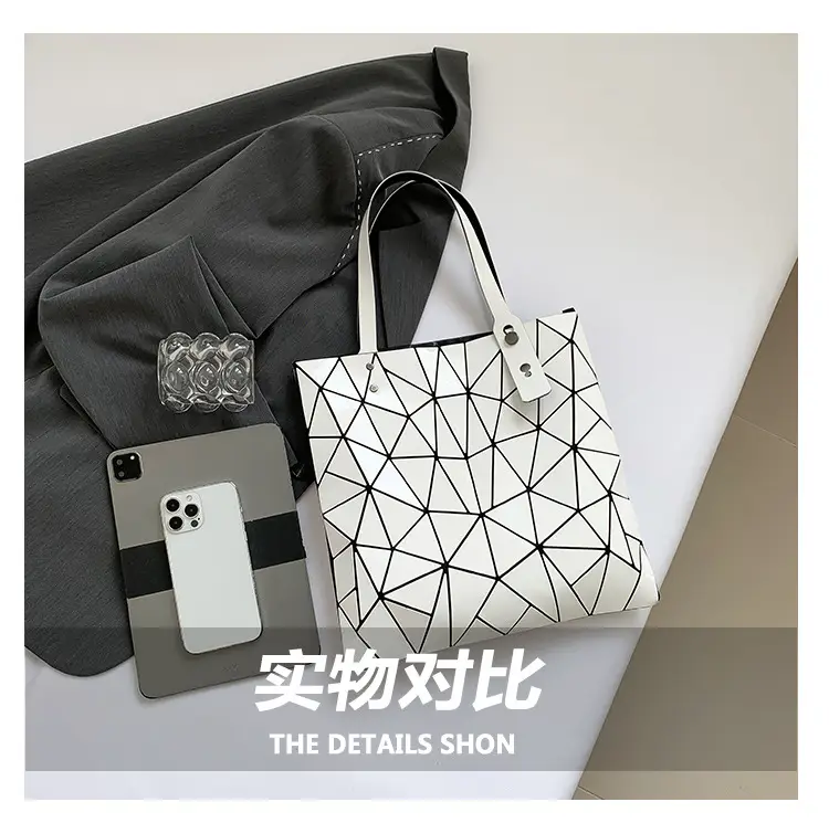 Black Geometric Rhomboid Tote Bag for Women — feature 7
