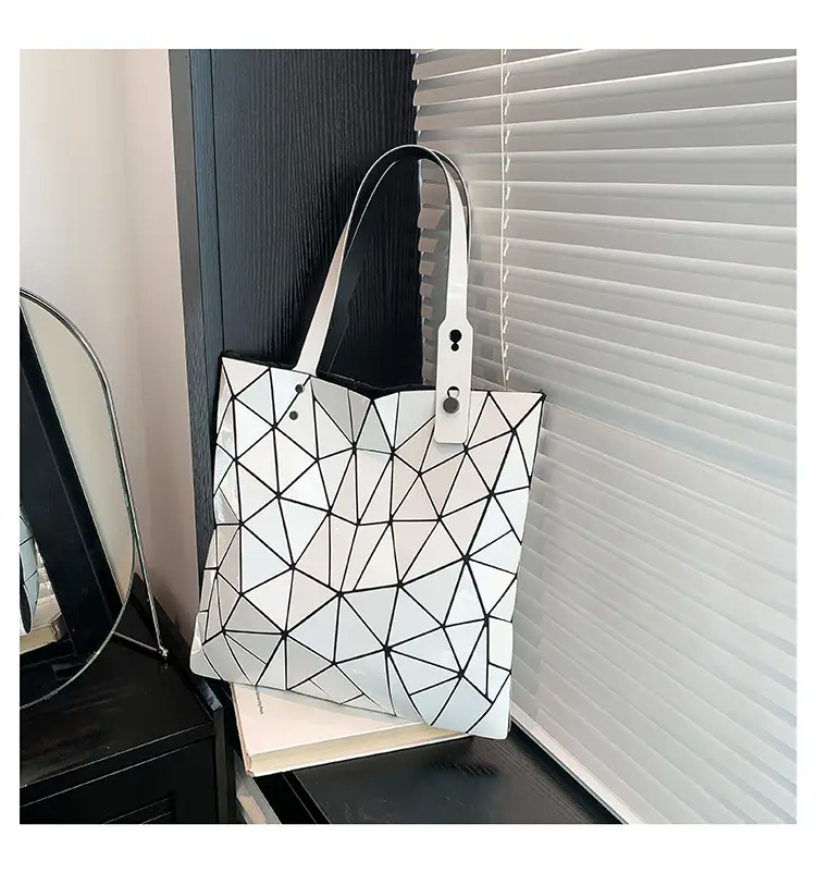 Black Geometric Rhomboid Tote Bag for Women - Image 2