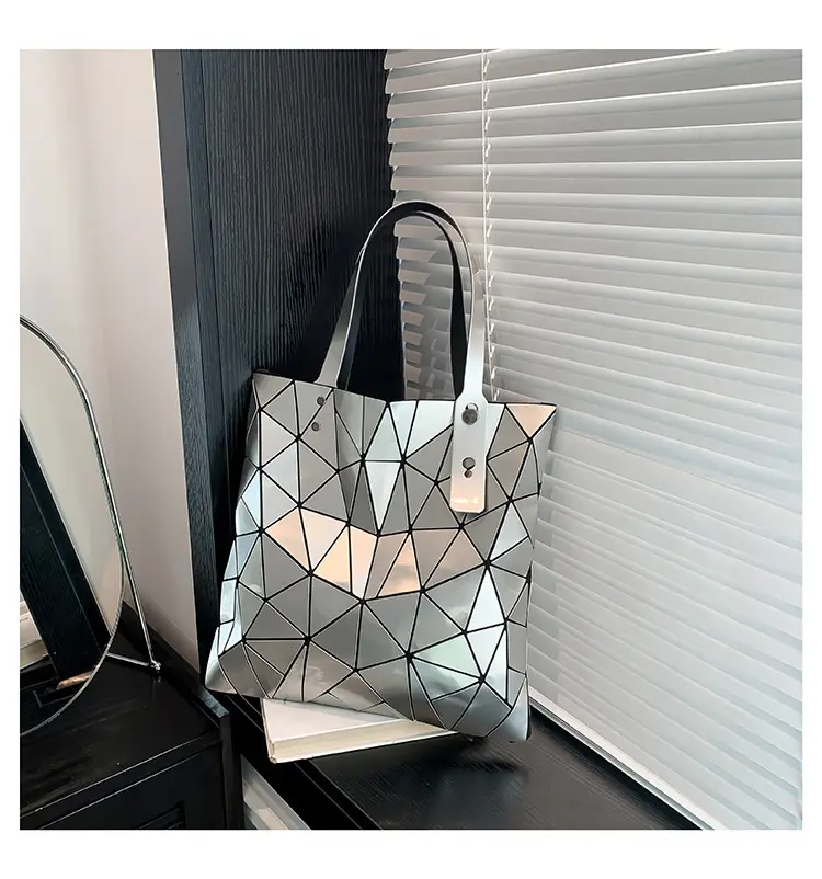 Black Geometric Rhomboid Tote Bag for Women - Image 3