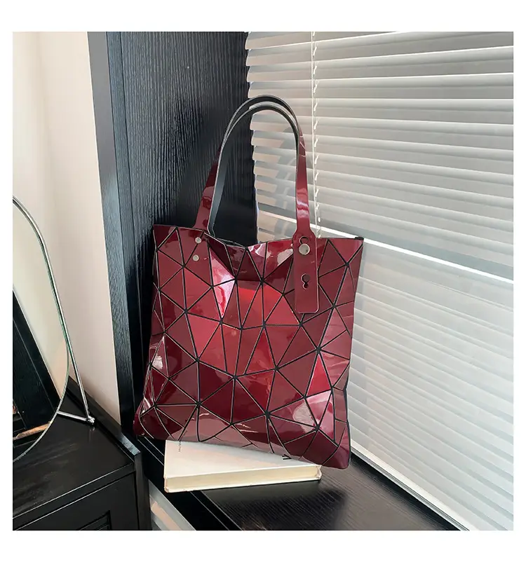 Black Geometric Rhomboid Tote Bag for Women - Image 4
