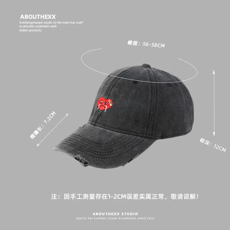 Women's Cartoon Embroidered Baseball Cap Black - Image 10