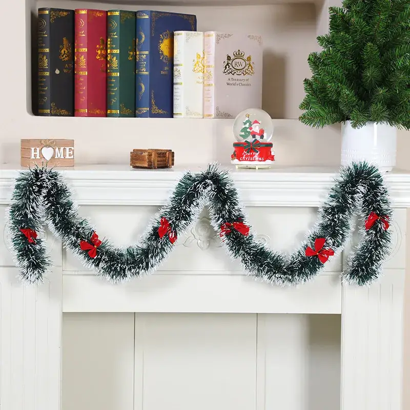 Cross-Country Christmas Tree Decor with Red Bow & Strip Tops - Image 6