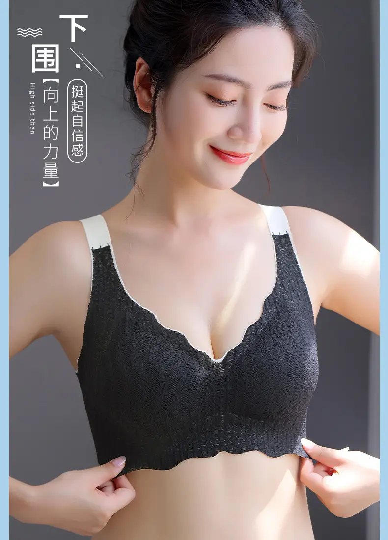 One-piece Anti-sagging Pregnant Women Sleep Bra Thin Lace Seamless Underwear Women's Foreign Trade plus size Bra — feature 12