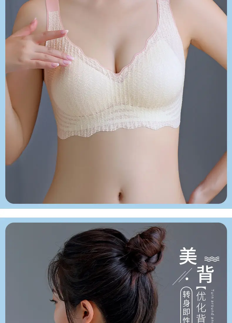 One-piece Anti-sagging Pregnant Women Sleep Bra Thin Lace Seamless Underwear Women's Foreign Trade plus size Bra — feature 18