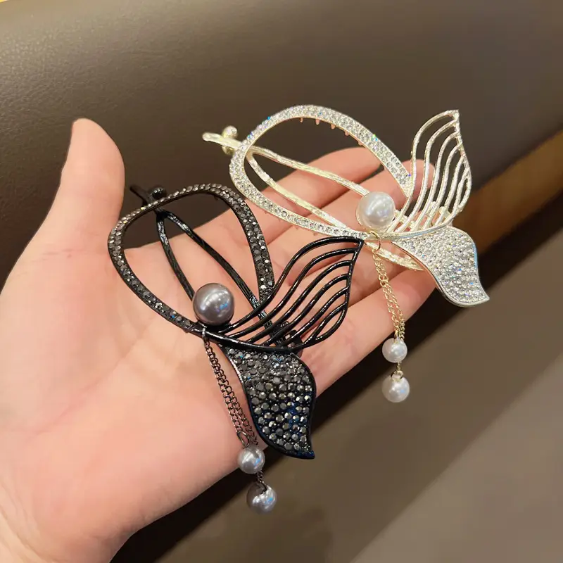 Pearl Fish Tassel Hair Clip with High Sense Tassel