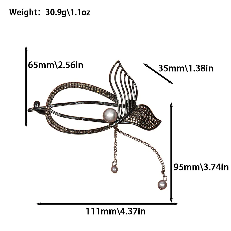 Pearl Fish Tassel Hair Clip with High Sense Tassel