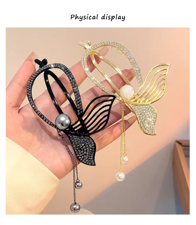 Pearl Fish Tassel Hair Clip with High Sense Tassel — feature 2
