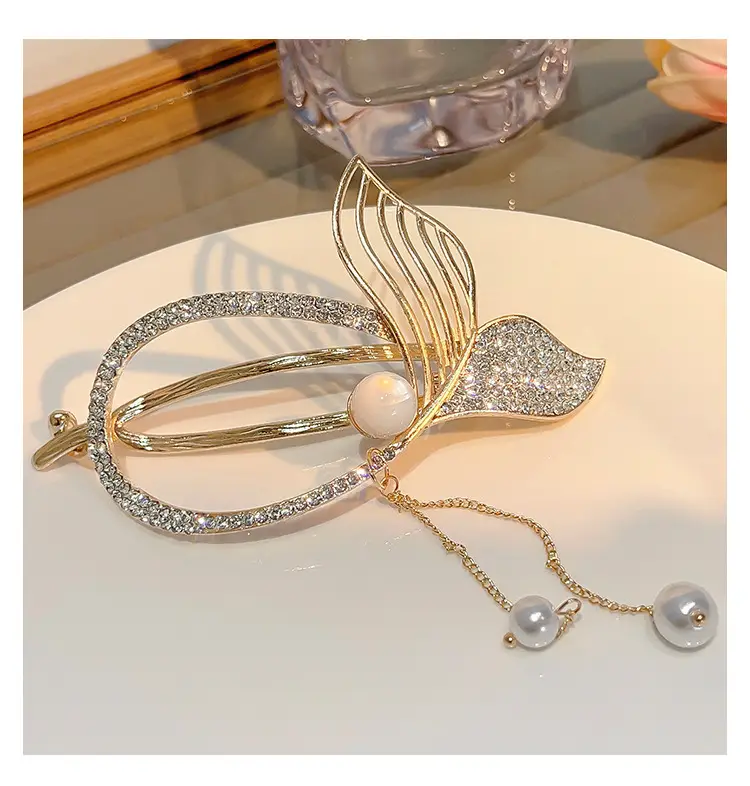 Pearl Fish Tassel Hair Clip with High Sense Tassel — feature 8