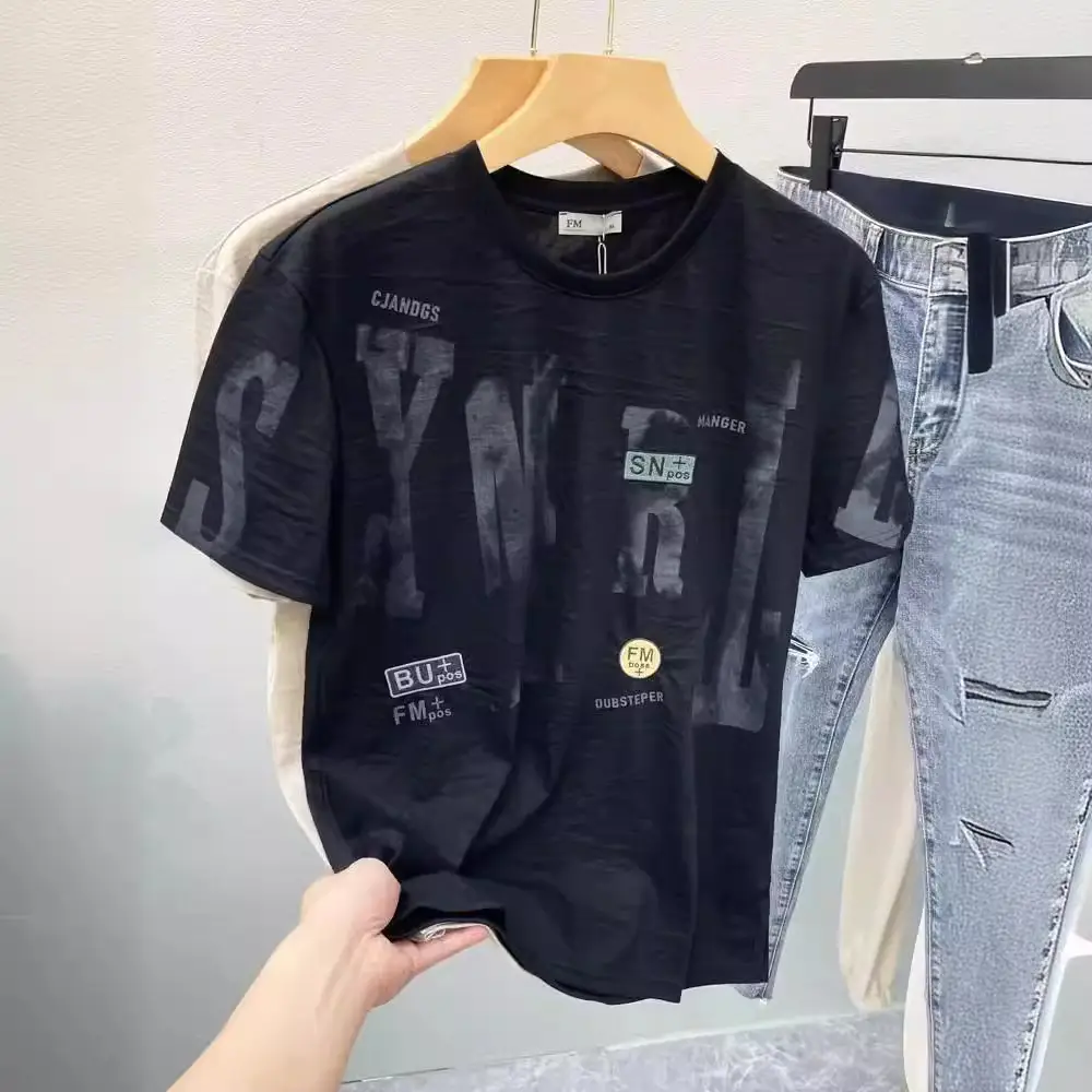 Men Printed Black T-Shirt Summer 2024 - Image 3