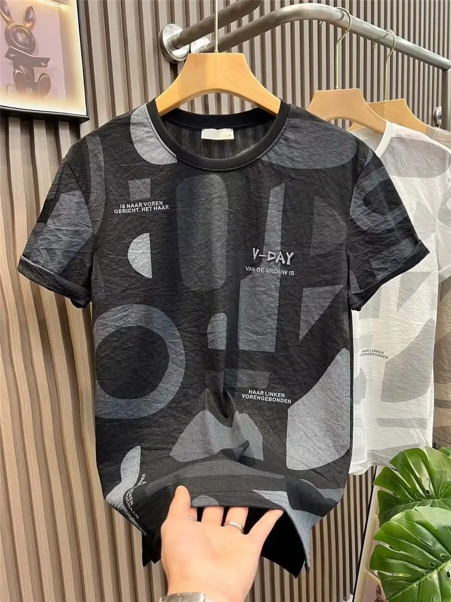 Men Printed Black T-Shirt Summer 2024 - Image 6