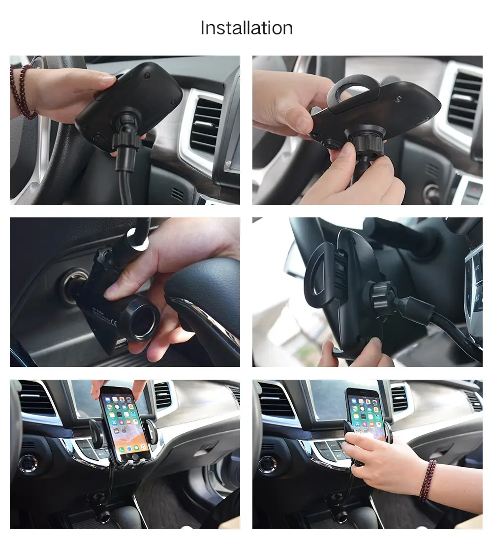 Dual USB Car Phone Holder 360 Rotating Universal Charging — feature 43