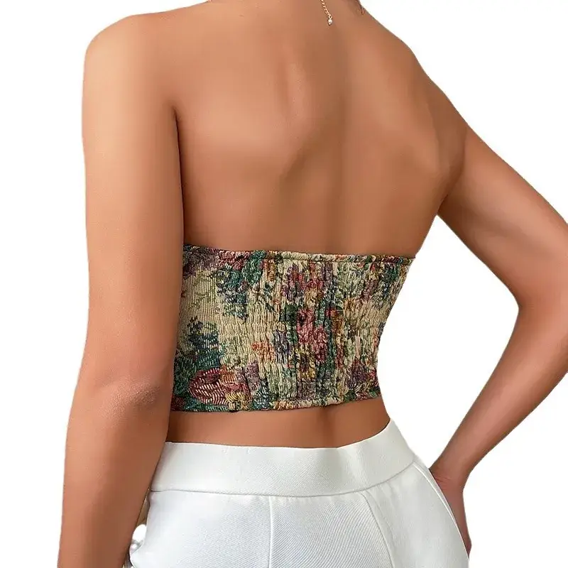 Women's Floral Bralette Low Cut Vest Top with Front Closure - Image 5