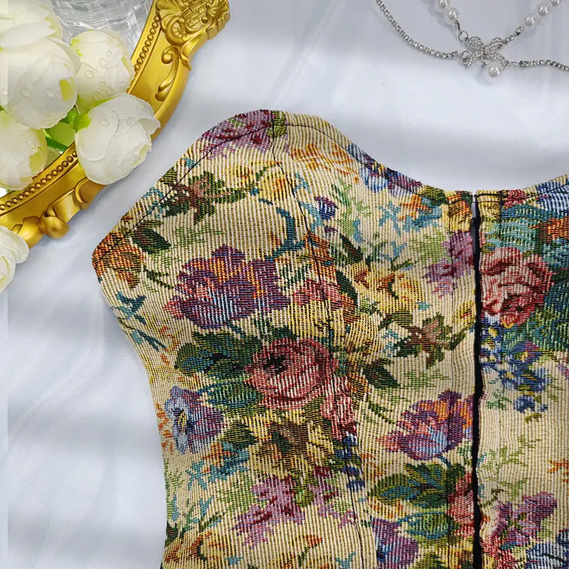 Women's Floral Bralette Low Cut Vest Top with Front Closure — feature 15