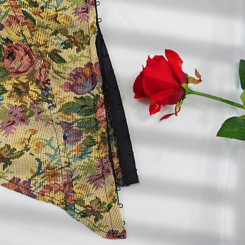 Women's Floral Bralette Low Cut Vest Top with Front Closure — feature 17