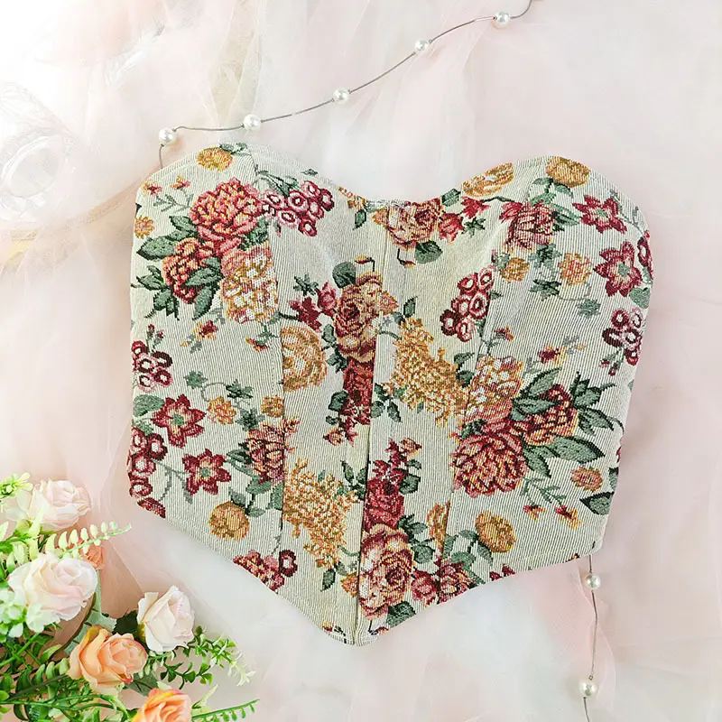 Women's Floral Bralette Low Cut Vest Top with Front Closure — feature 18