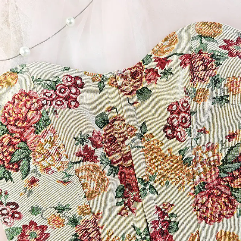 Women's Floral Bralette Low Cut Vest Top with Front Closure — feature 19