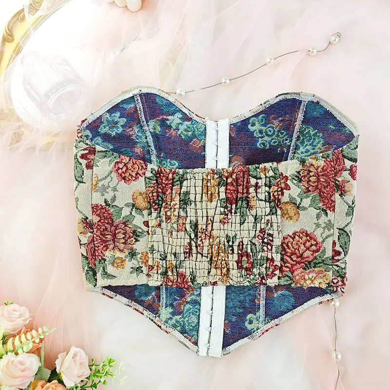 Women's Floral Bralette Low Cut Vest Top with Front Closure — feature 21