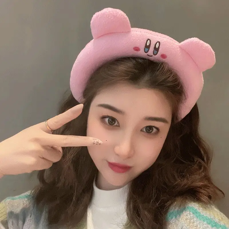 Pink Plush Kirby Face Mask Hairband for Girls - Image 4