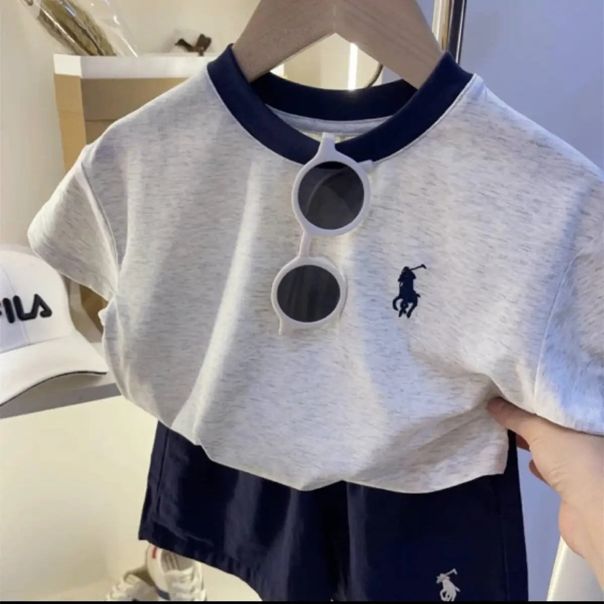 Ningli Boys Grey Polo T-Shirt Summer Wear - Image 3