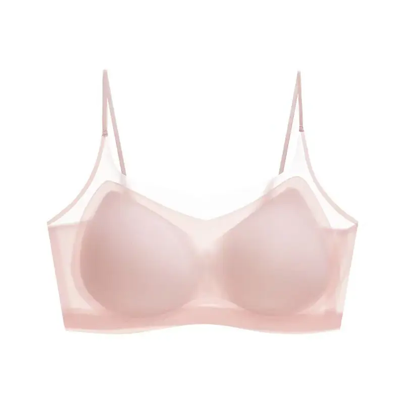 Summer Ultra-thin Ice Silk Traceless Underwear Women's Thin Large Chest Small Comfortable Breathable Beautiful Back Sports Vest Bra