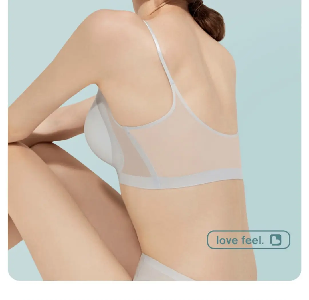 Summer Ultra-thin Ice Silk Traceless Underwear Women's Thin Large Chest Small Comfortable Breathable Beautiful Back Sports Vest Bra — feature 2