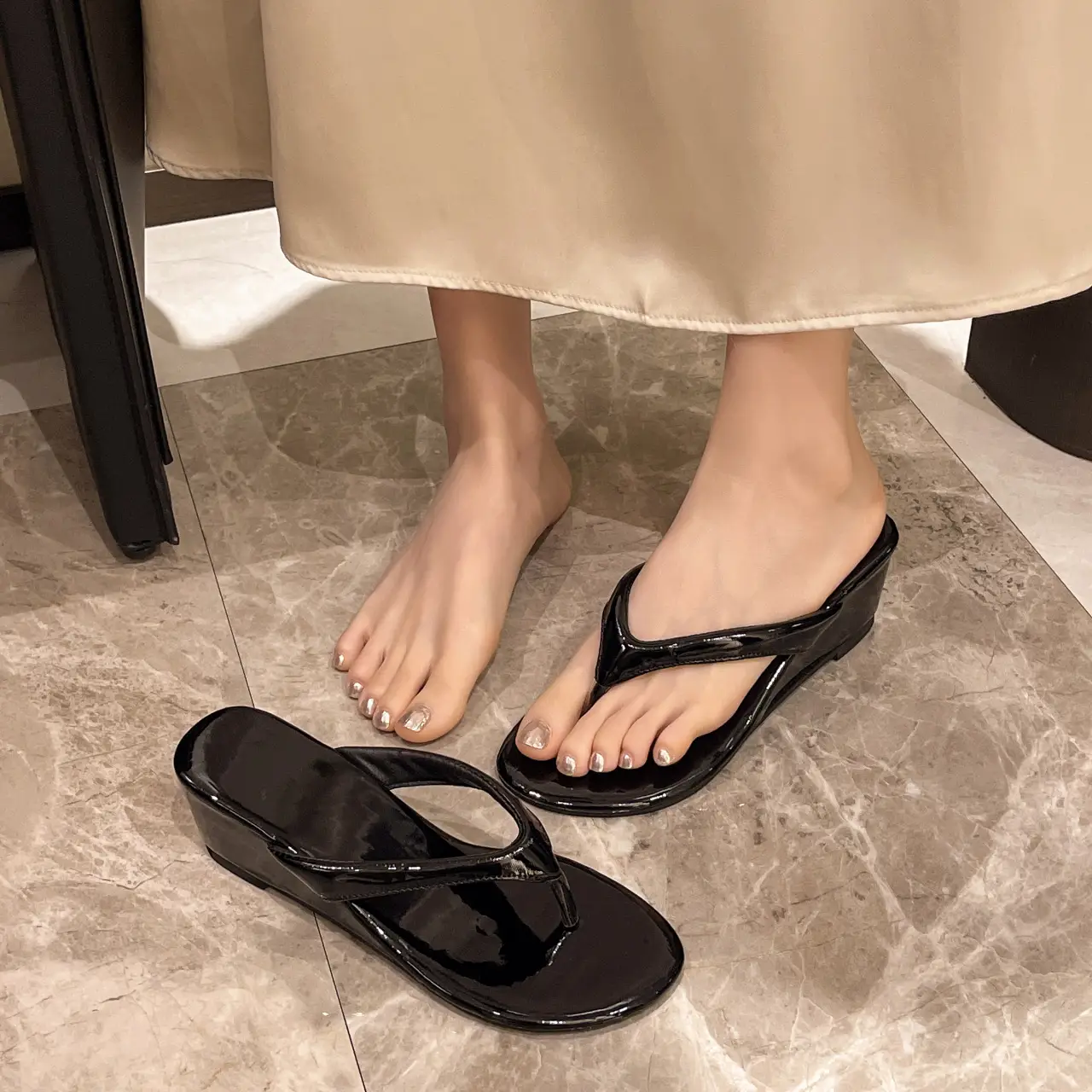 2024 French Style Wedge Sandals for Women Plus Size - Image 8