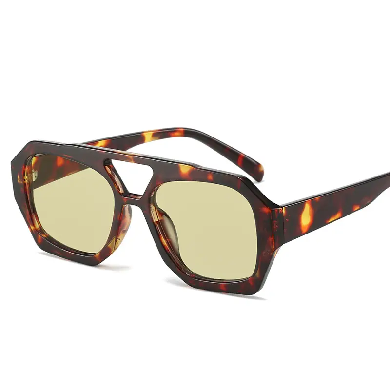 Women's Black Green Double Beam Sunglasses - Image 20