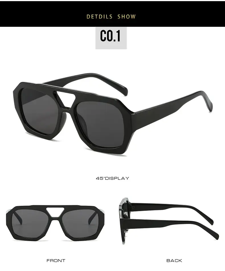 Women's Black Green Double Beam Sunglasses — feature 22