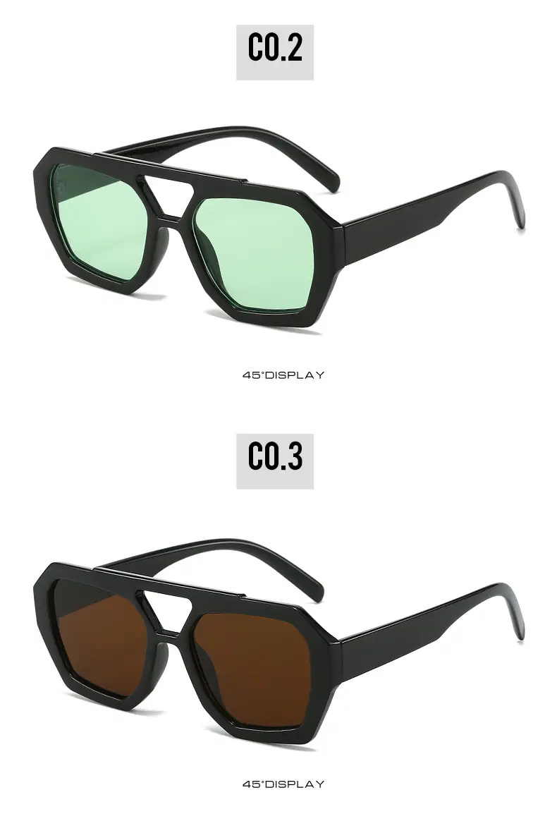 Women's Black Green Double Beam Sunglasses — feature 23