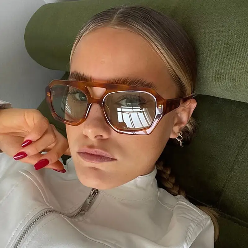 Women's Black Green Double Beam Sunglasses — feature 6