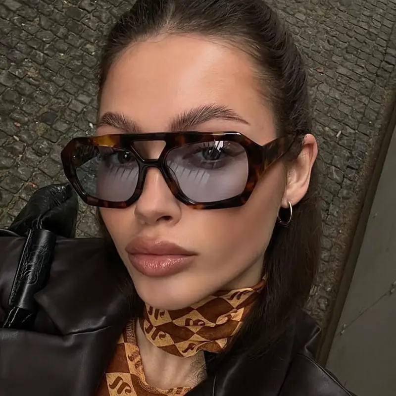 Women's Black Green Double Beam Sunglasses — feature 8