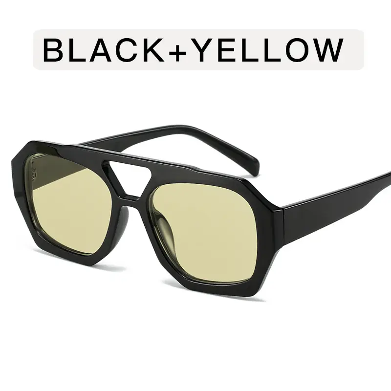 Women's Black Green Double Beam Sunglasses - Image 15