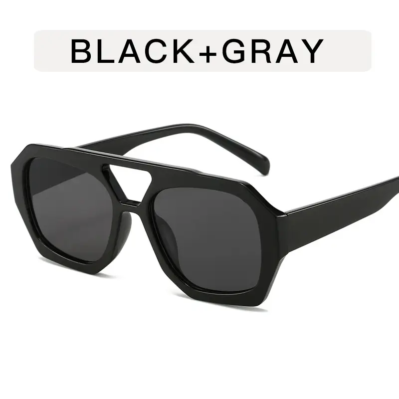Women's Black Green Double Beam Sunglasses - Image 6