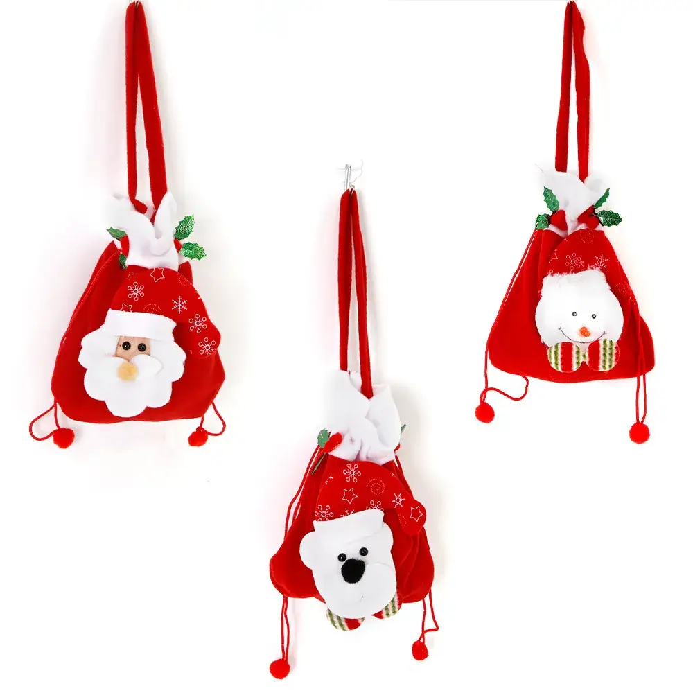Christmas Bear Fur Rope Tote Bag Red - Image 5