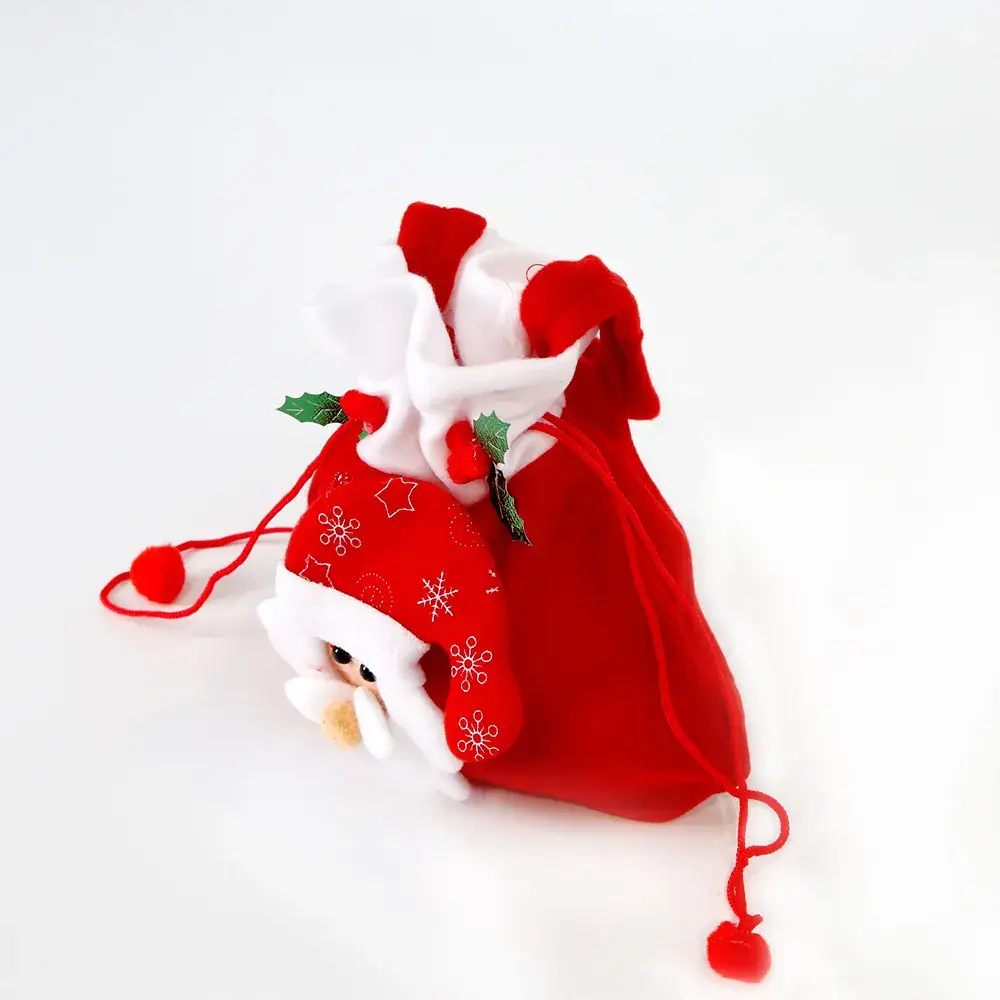 Christmas Bear Fur Rope Tote Bag Red - Image 6