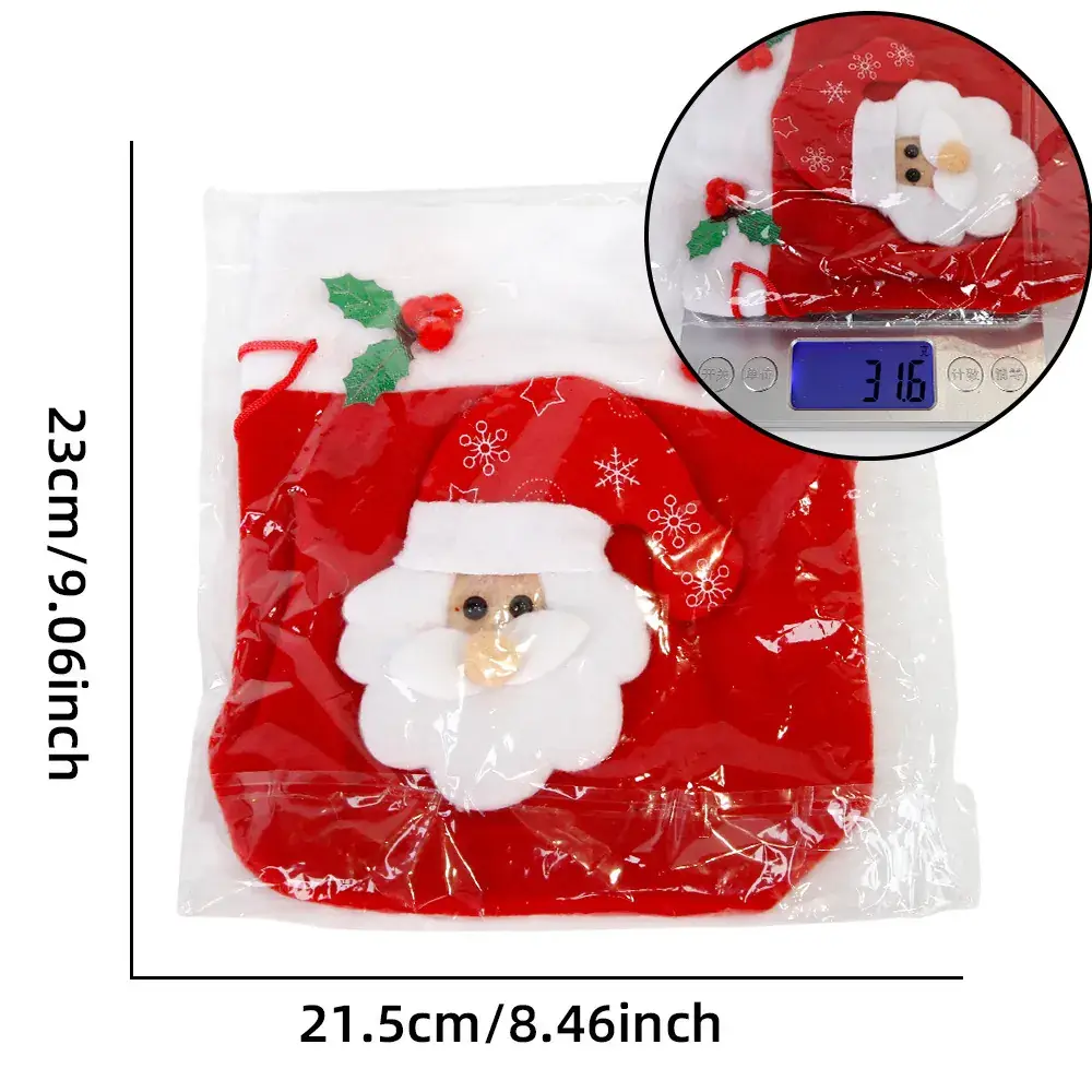 Christmas Bear Fur Rope Tote Bag Red - Image 7