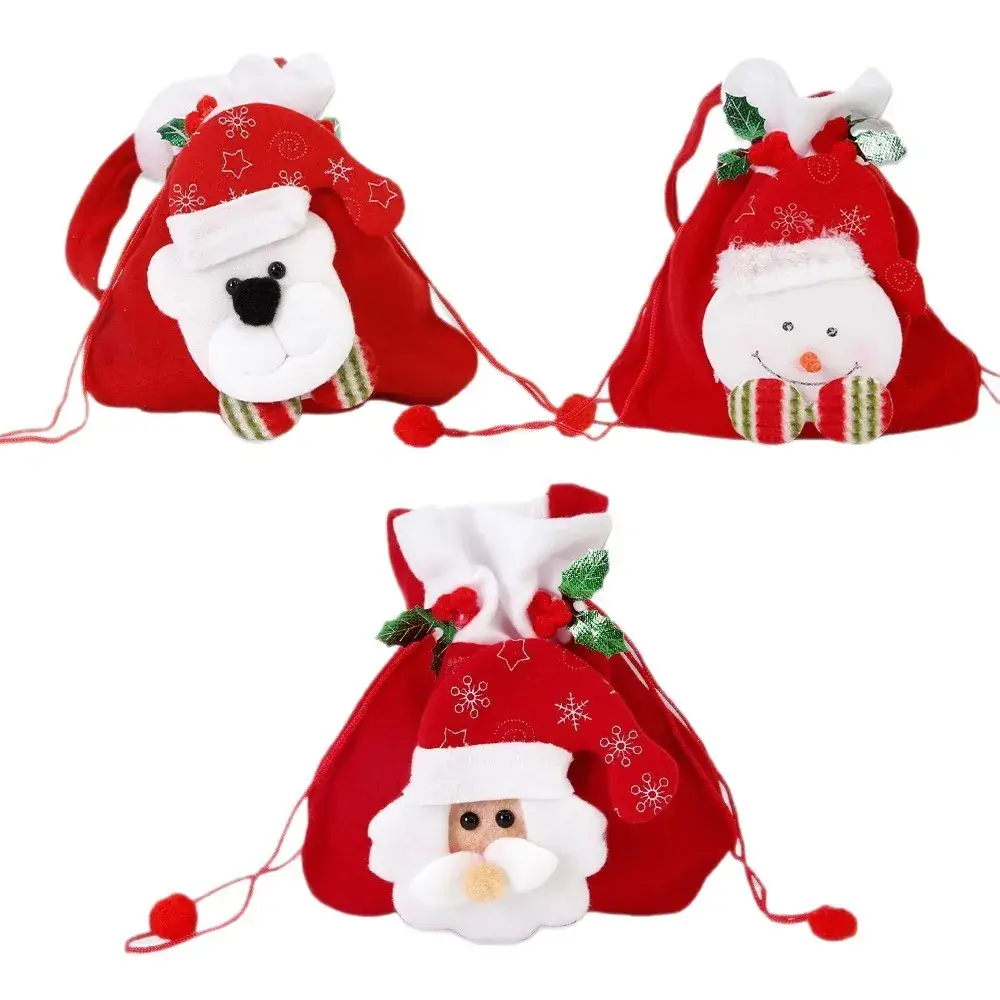Christmas Bear Fur Rope Tote Bag Red - Image 8