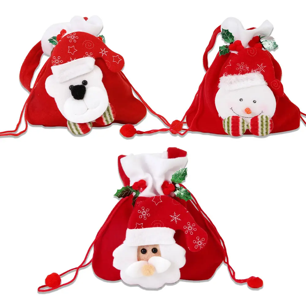 Christmas Bear Fur Rope Tote Bag Red — feature 12