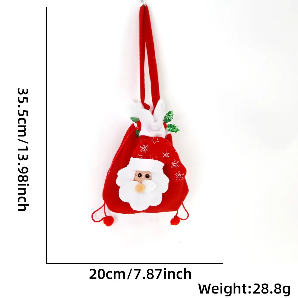 Christmas Bear Fur Rope Tote Bag Red - Image 2