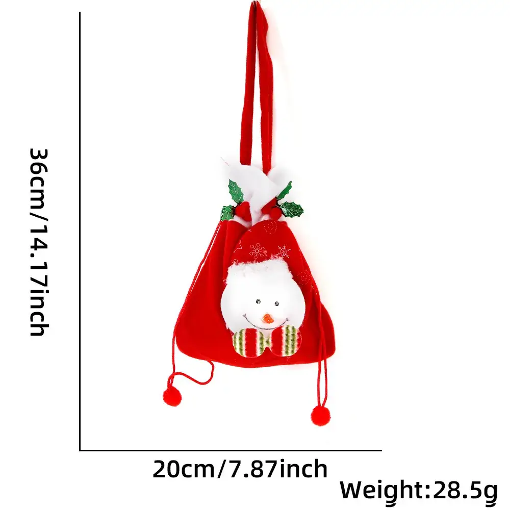 Christmas Bear Fur Rope Tote Bag Red - Image 3