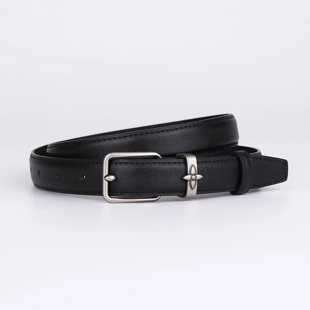 Women's Genuine Leather Belt with Pin Buckle Small Flower Alloy - Image 8
