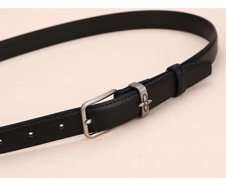 Women's Genuine Leather Belt with Pin Buckle Small Flower Alloy — feature 13