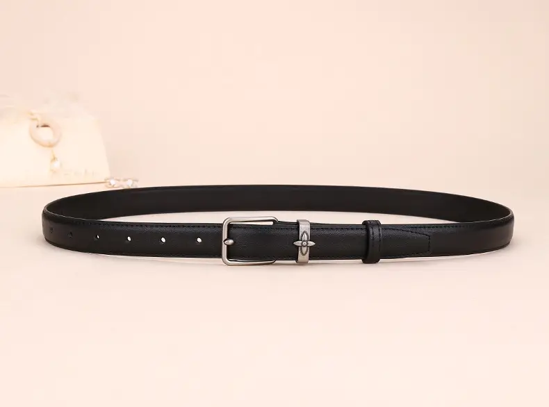 Women's Genuine Leather Belt with Pin Buckle Small Flower Alloy — feature 18