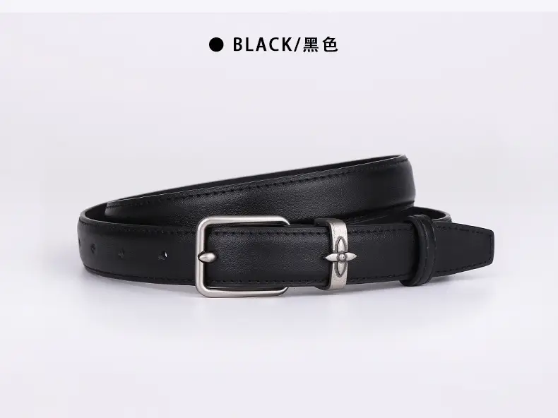 Women's Genuine Leather Belt with Pin Buckle Small Flower Alloy — feature 23