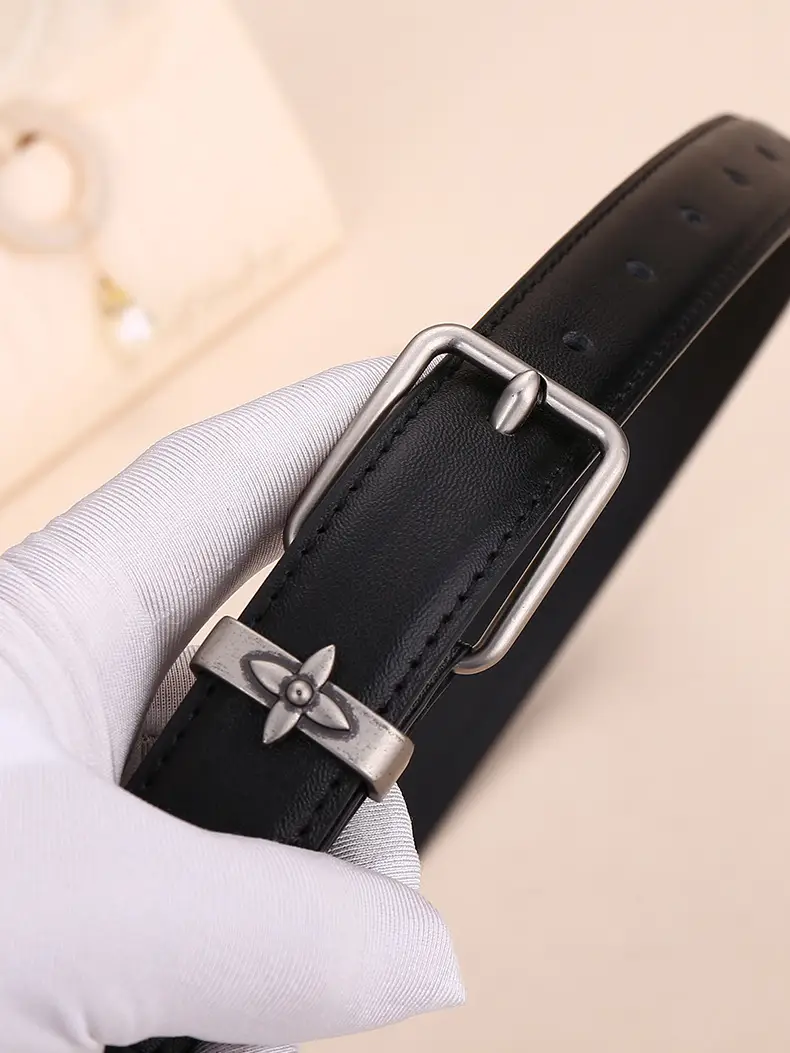Women's Genuine Leather Belt with Pin Buckle Small Flower Alloy — feature 30