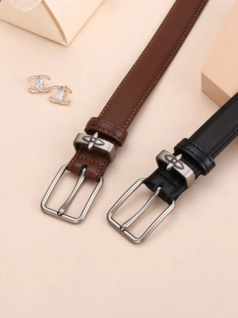 Women's Genuine Leather Belt with Pin Buckle Small Flower Alloy — feature 31