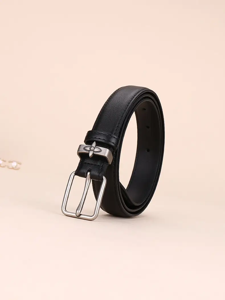 Women's Genuine Leather Belt with Pin Buckle Small Flower Alloy — feature 5
