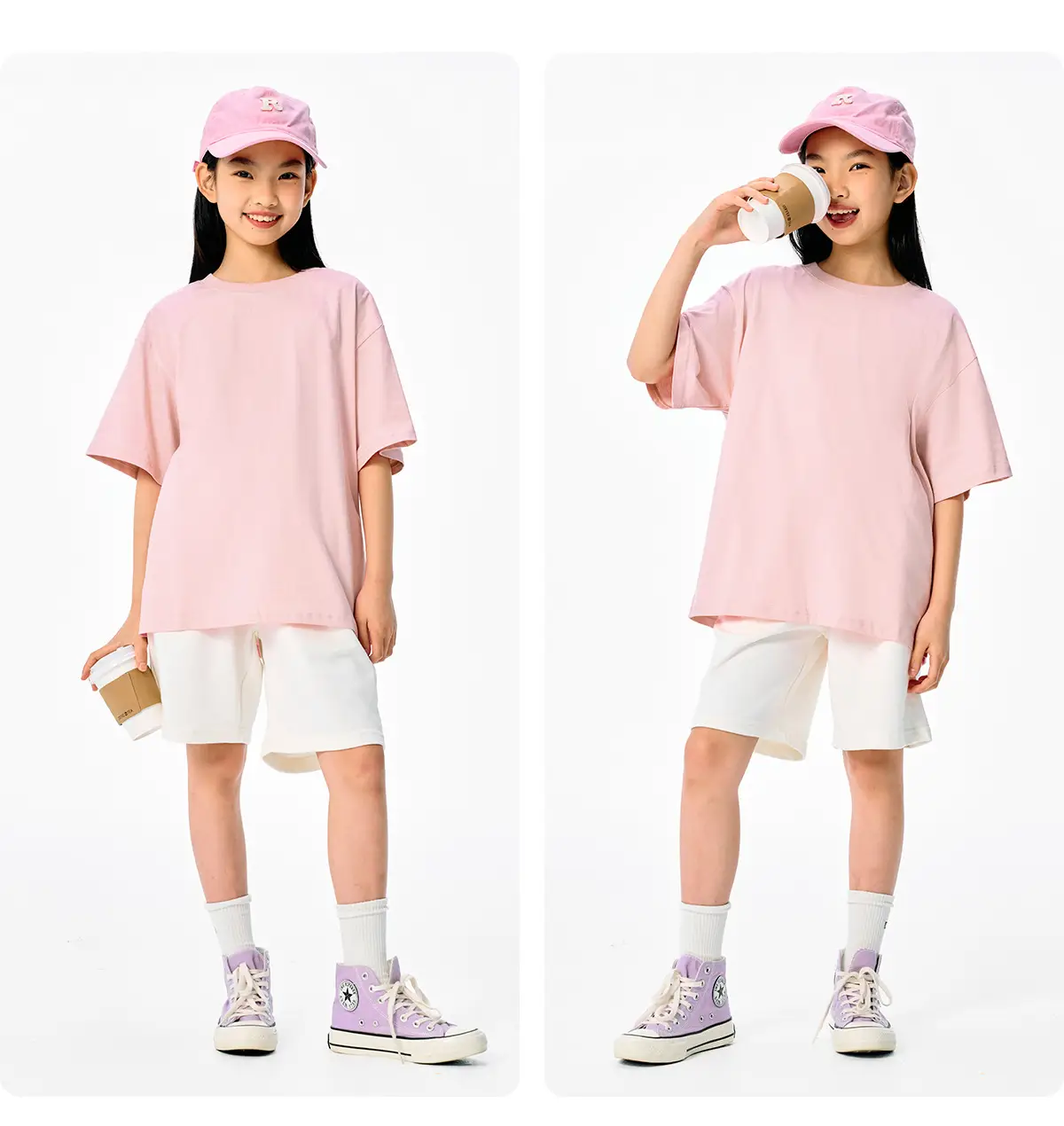 Pink Cotton Short Sleeve T-Shirt for Girls Boys — feature 24