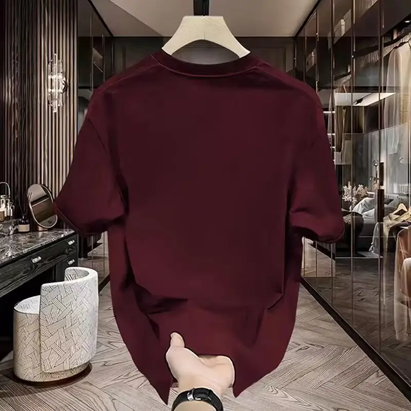 Men Cotton Short Sleeve T-Shirt Maroon Graphic Design — feature 11