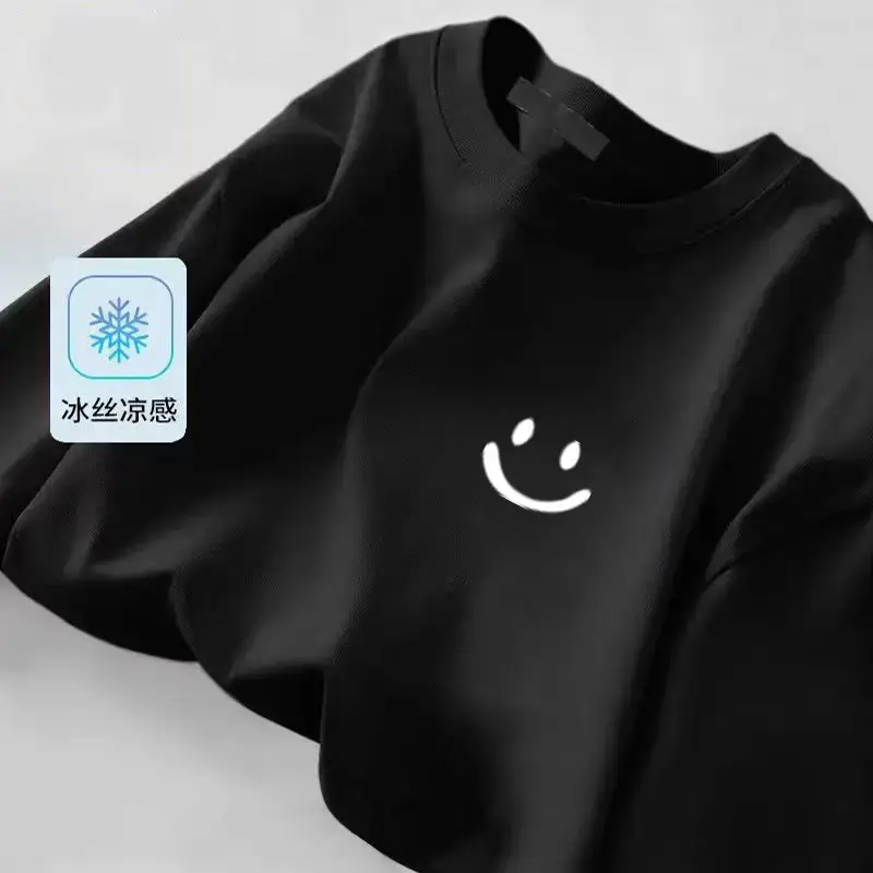 Men Ice Silk Crewneck T-Shirt Black — feature 42